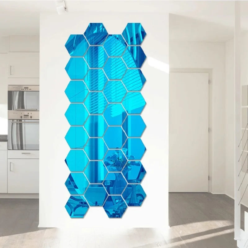 6/12pcs 3D Hexagon Mirror