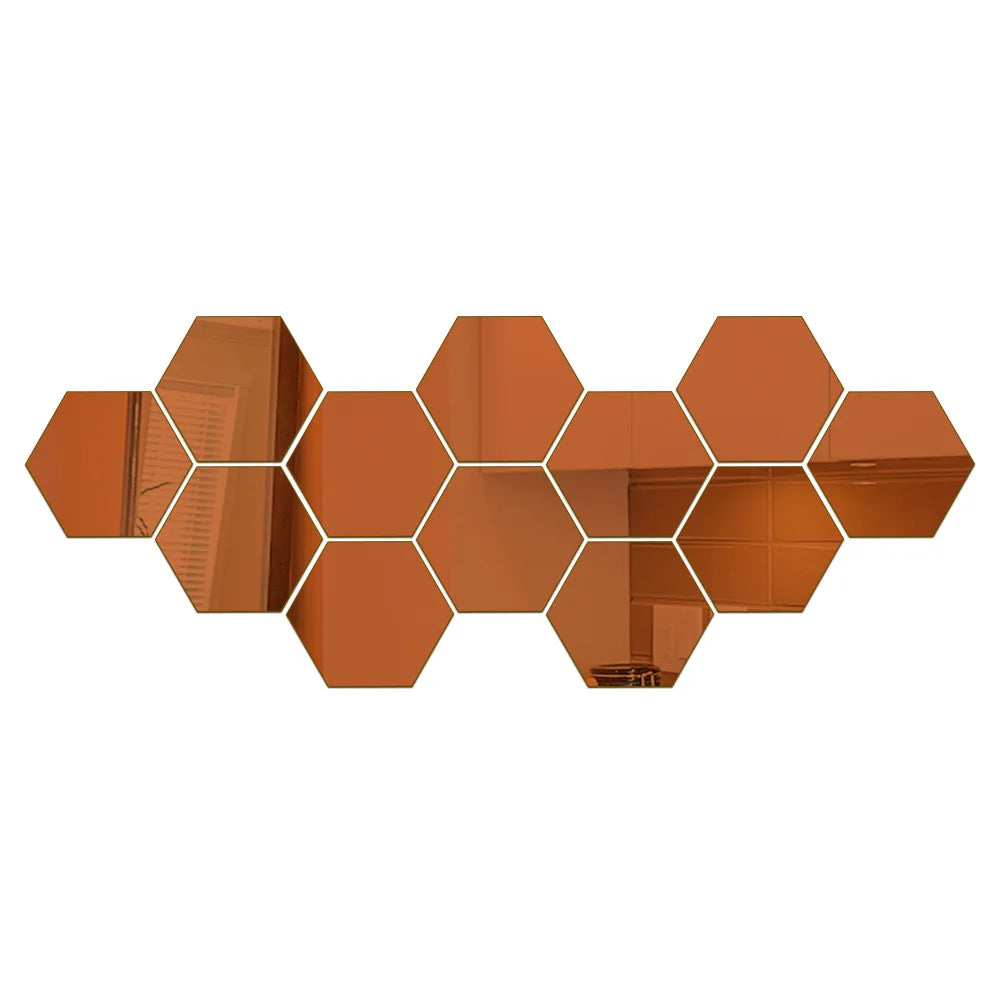 6/12pcs 3D Hexagon Mirror