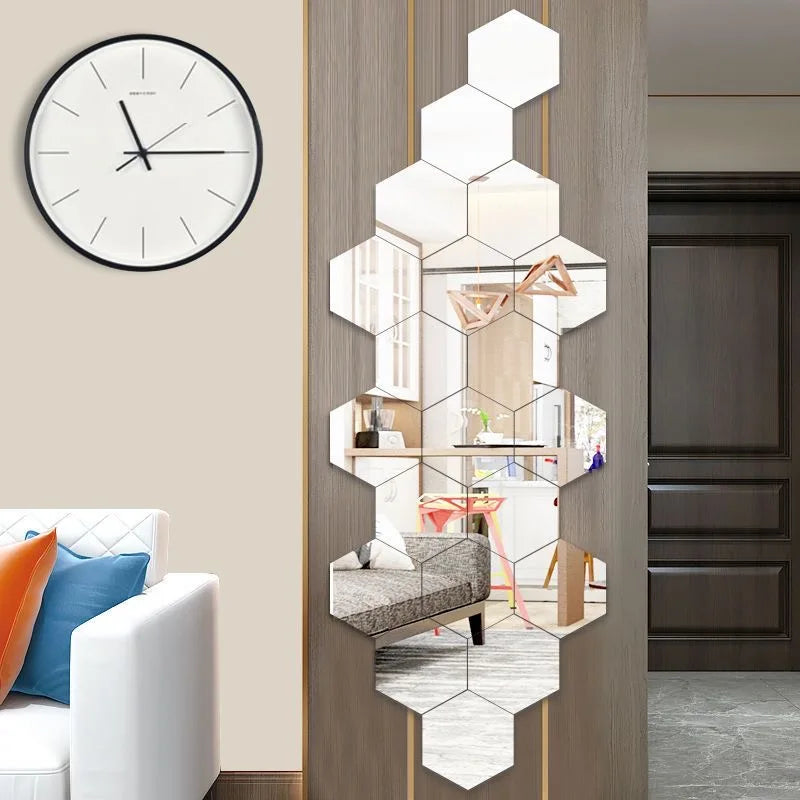 6/12pcs 3D Hexagon Mirror