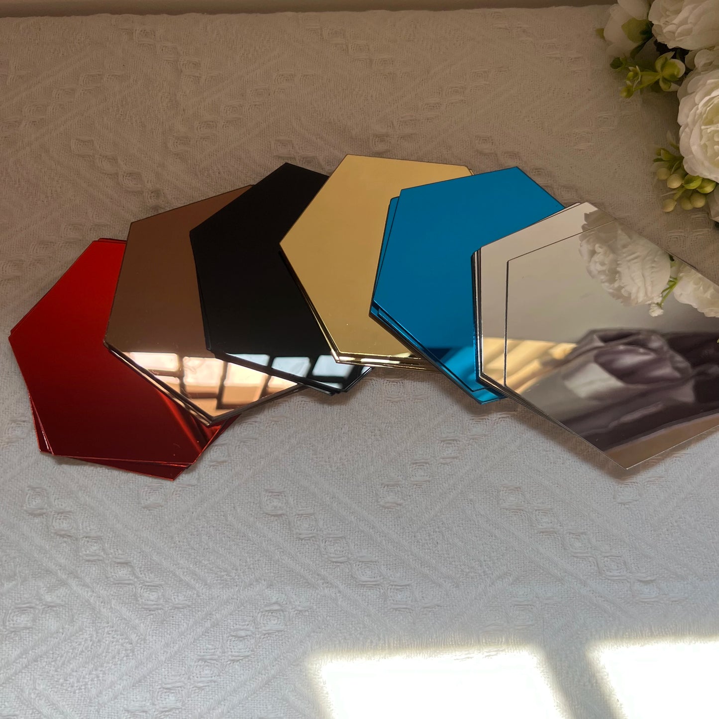 6/12pcs 3D Hexagon Mirror