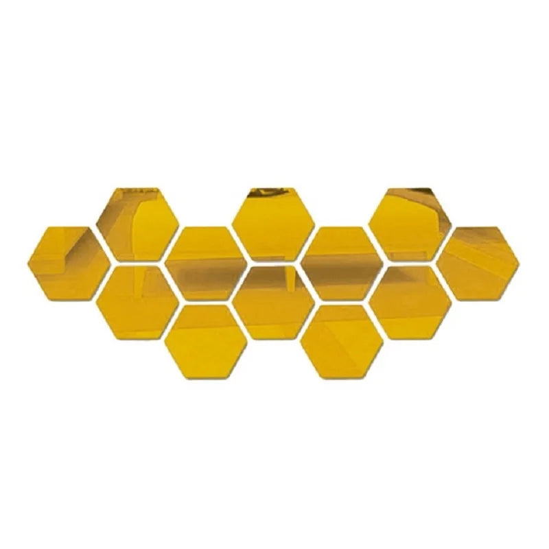 6/12pcs 3D Hexagon Mirror