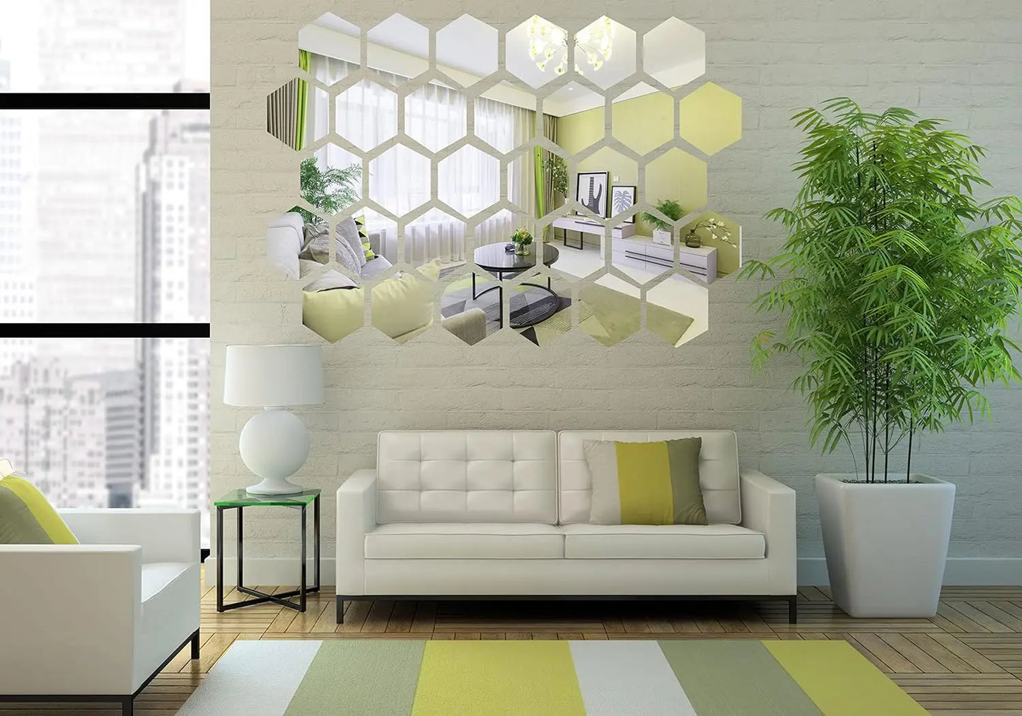 6/12pcs 3D Hexagon Mirror