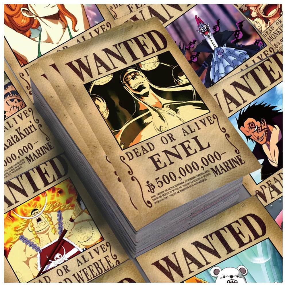 10/30/56PCS One Piece Wanted Posters Anime Cartoon Stickers Skateboard Fridge Guitar Laptop Motorcycle Travel Cool Decal Sticker