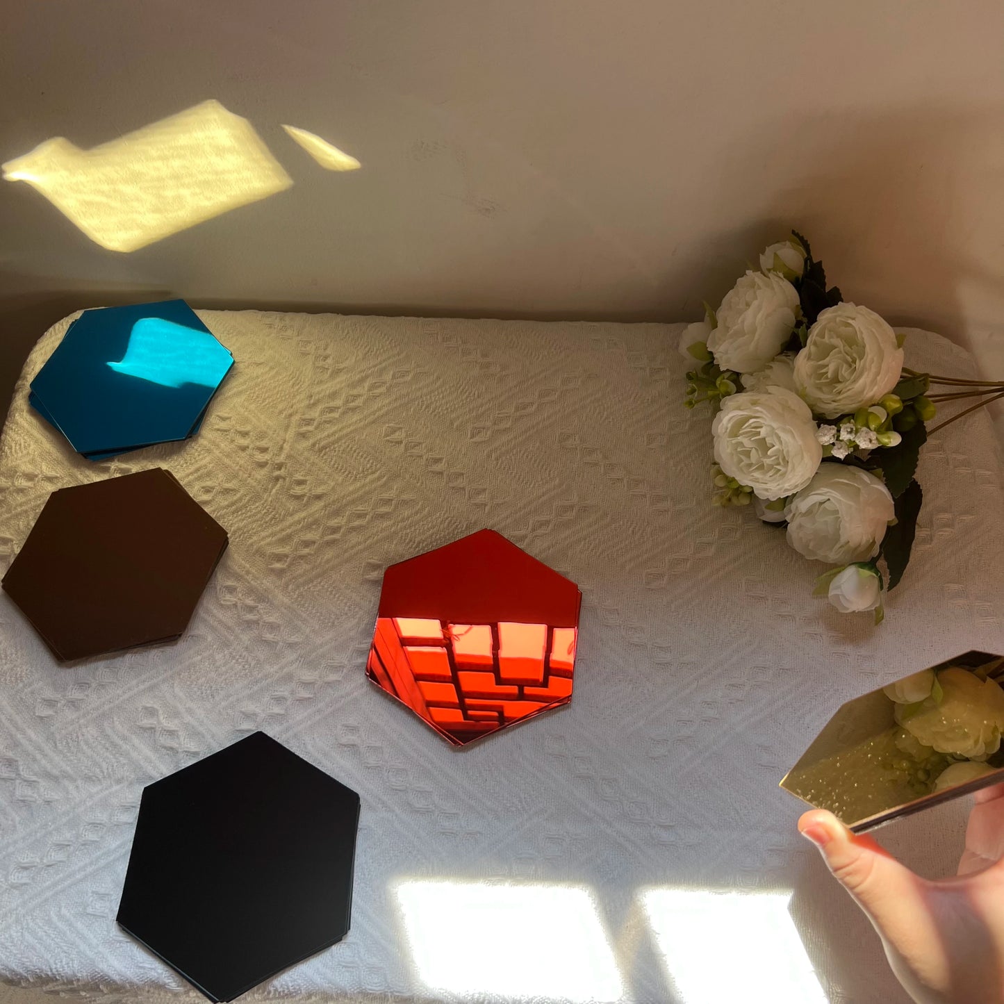 6/12pcs 3D Hexagon Mirror