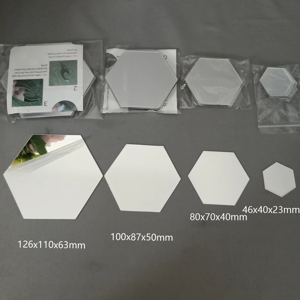 6/12pcs 3D Hexagon Mirror